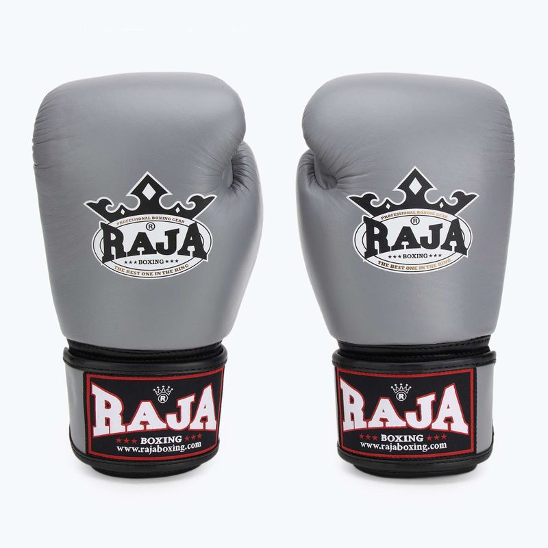 RAJA BOXING Guanti da boxe singoli standard in vera pelle grigi 2