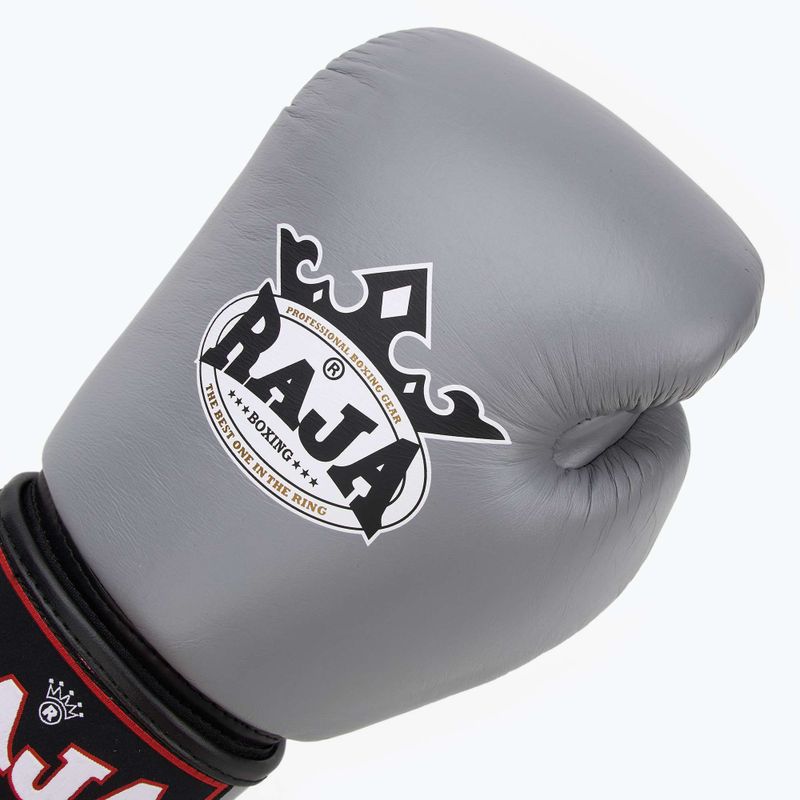 RAJA BOXING Guanti da boxe singoli standard in vera pelle grigi 5