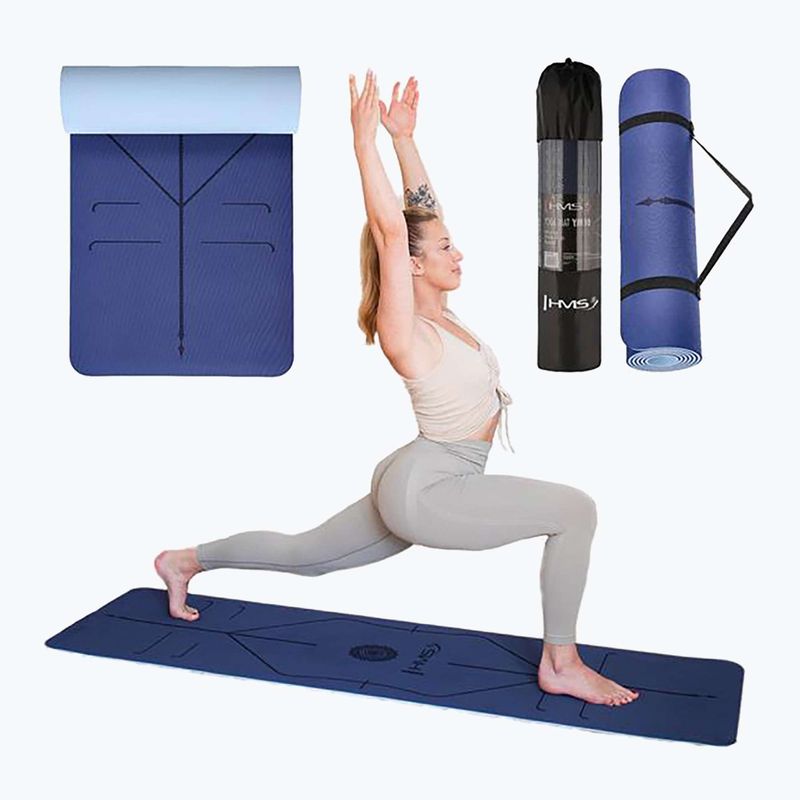 Tappetino da yoga HMS YM10 8 mm blu scuro 6
