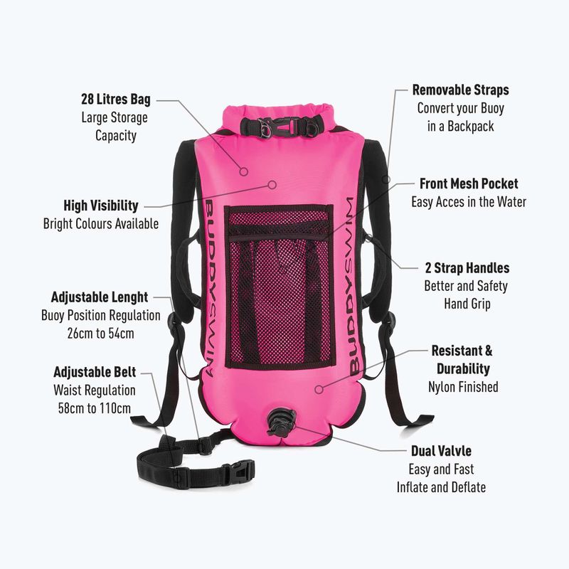 BuddySwim Zaino boa di assicurazione 28 l rosa 2