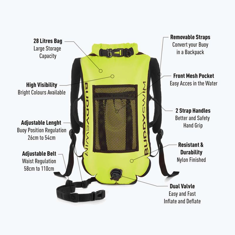 BuddySwim Zaino boa di assicurazione 28 l giallo 2
