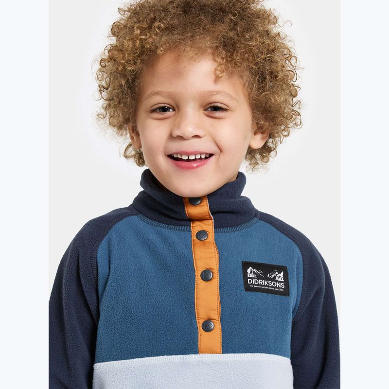 Didriksons Monte Half Button felpa in pile da bambino blu nuvola 6