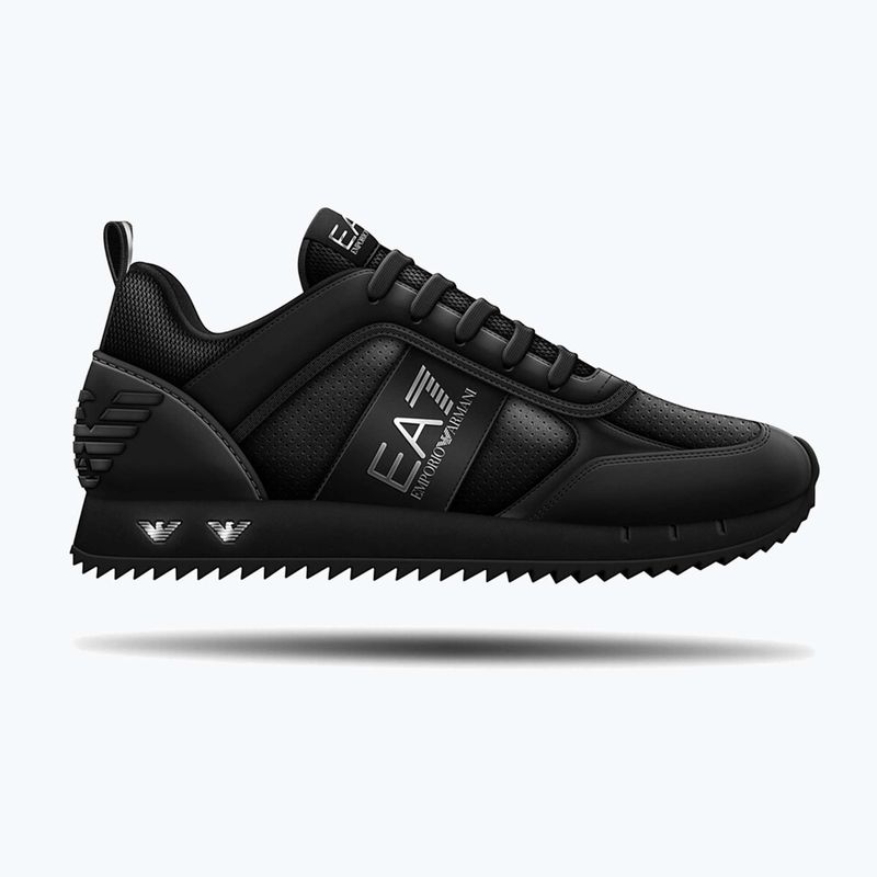 EA7 Emporio Armani Nero e Bianco in pelle scamosciata triplo nero micropunch scarpe 8