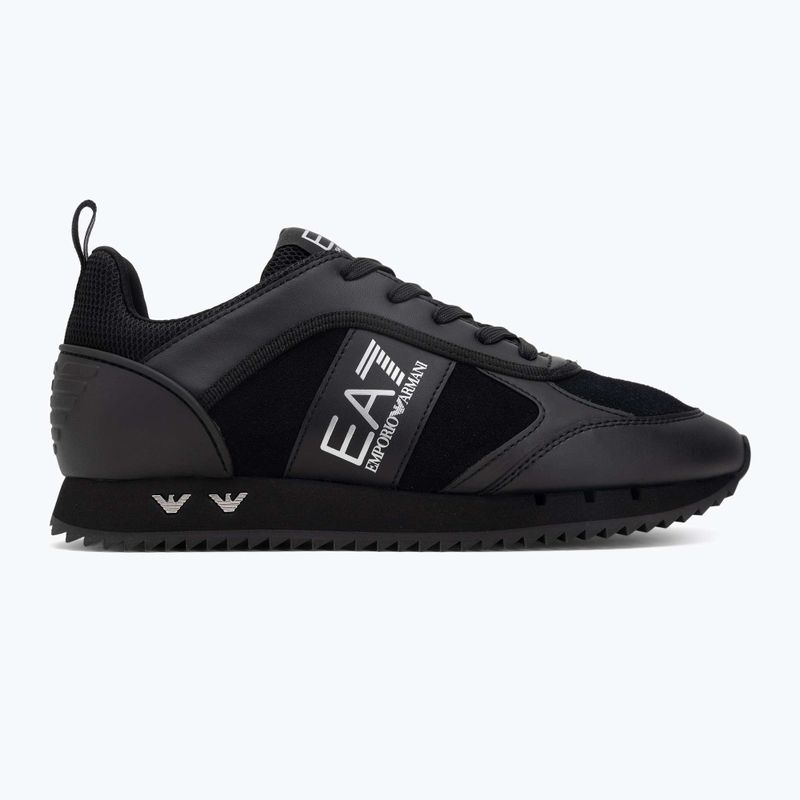 EA7 Emporio Armani Nero e Bianco in pelle scamosciata triplo nero micropunch scarpe 2