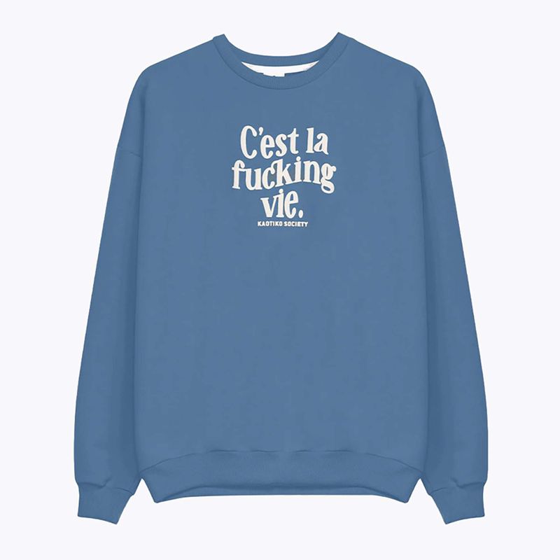 Felpa uomo Kaotiko C'est la vie denim blue 4