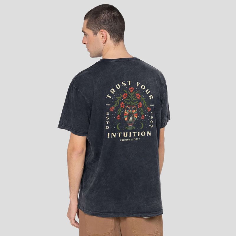 Maglietta Kaotiko Washed Trust Your Intuition da uomo, nero 3