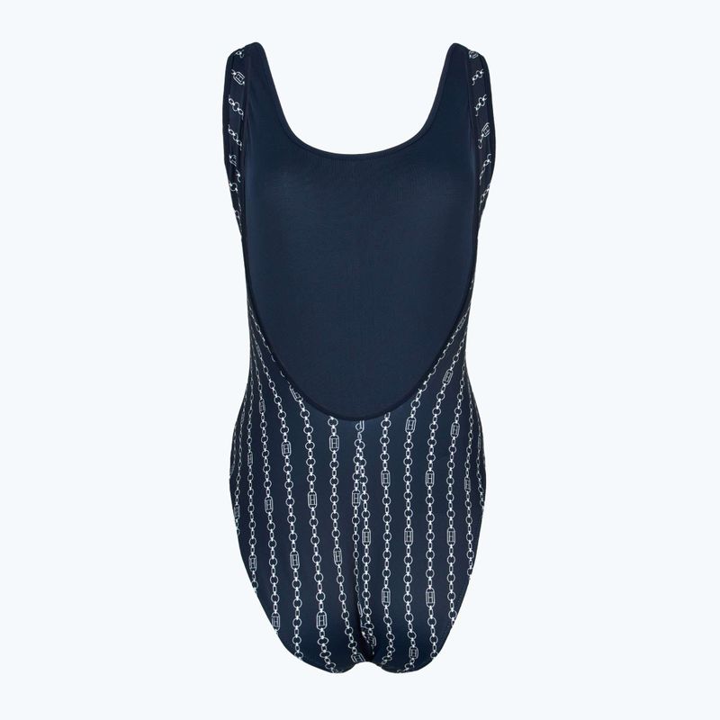 Tommy Hilfiger costume da bagno intero donna One Piece Print (Ext) catena bandiera dark night navy 2