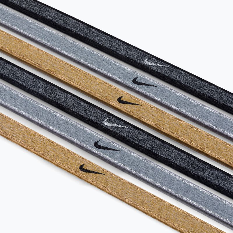 Fasce Nike Swoosh Sport Metallic 6 pezzi grigio lupo/nero/oro club/oro metallizzato 3