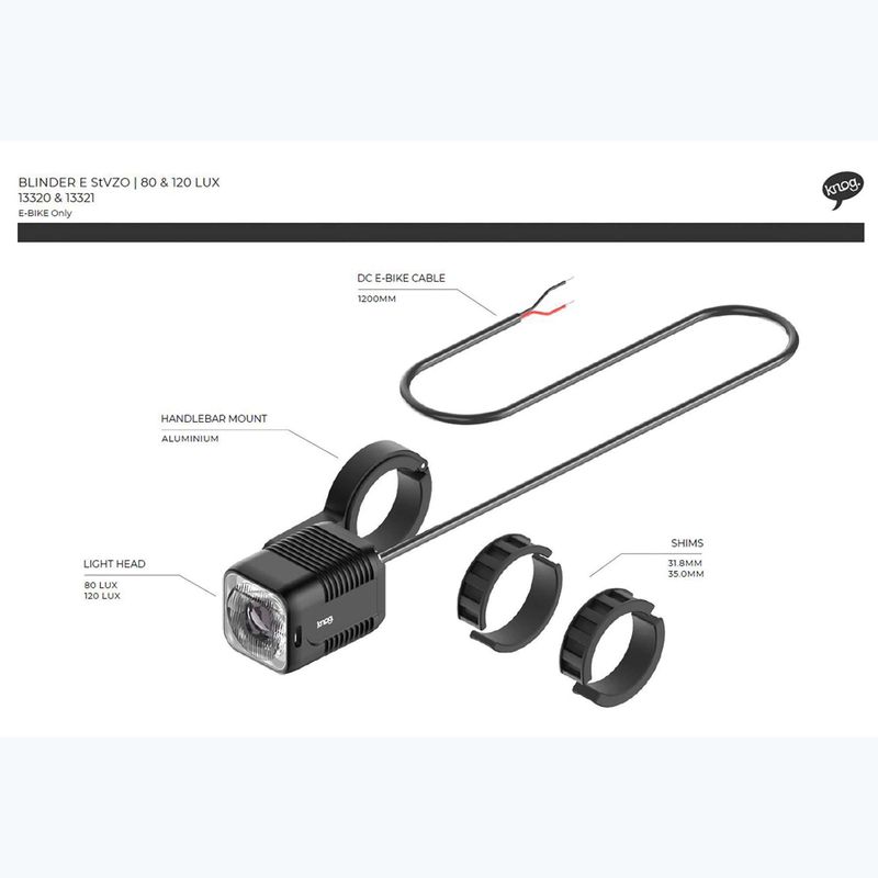 Knog Blinder E 120 Lux StVZO luce anteriore per bicicletta nera 4