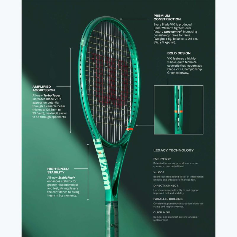 Racchetta da tennis per bambini Wilson Blade Jr 26 V10 green 13