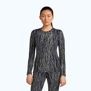 Maglia da trekking a manica lunga da donna Icebreaker Merino 260 Tech Vertex Crewe Delta Lines AOP black/snow/j