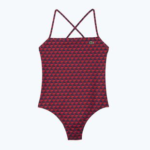 Costume intero Lacoste donna MF7264 penombra / alizarina / rosso