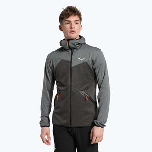 Felpa trekking uomo Salewa Puez Melange PL FZ Hoody nero melange