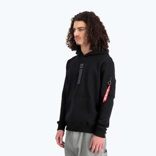 Alpha Industries Uomo Felpa con cappuccio con stampa a sbuffo, nero