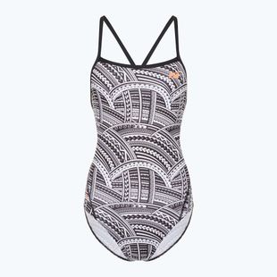Costume intero donna ZONE3 Kona Speed Strap Back stampa tribale/nero/bianco/arancio