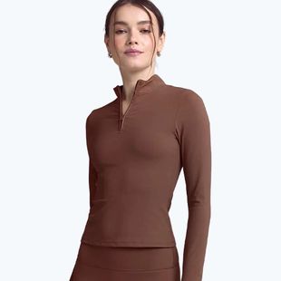 Maglia donna a manica lunga JOYINME Motion LS 1/4 Zip castagna