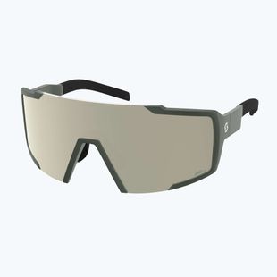 Occhiali da sole SCOTT Shield khaki green/amp white chrome